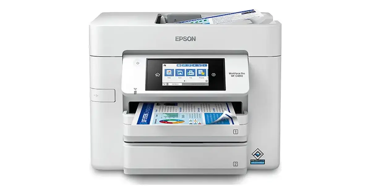 Epson WorkForce Pro WF-C4810 inkjet all-in-one printer, front view