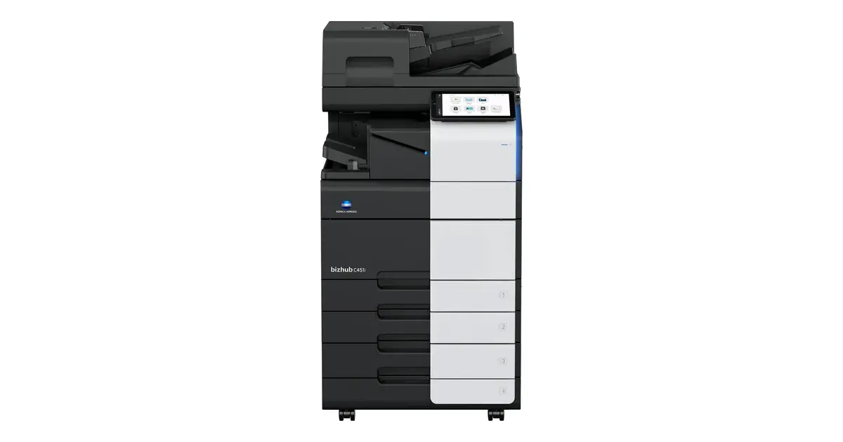 Konica Minolta bizhub C451i office multifunction printer, front view