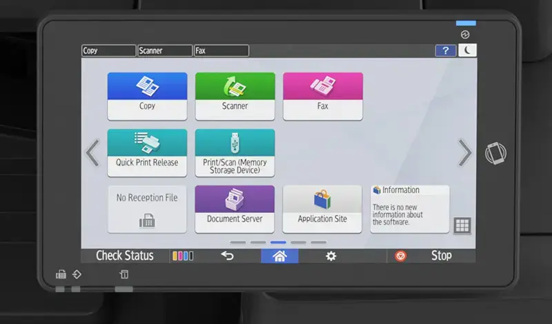 Ricoh Smart Operation Panel home screen with the Scanner app