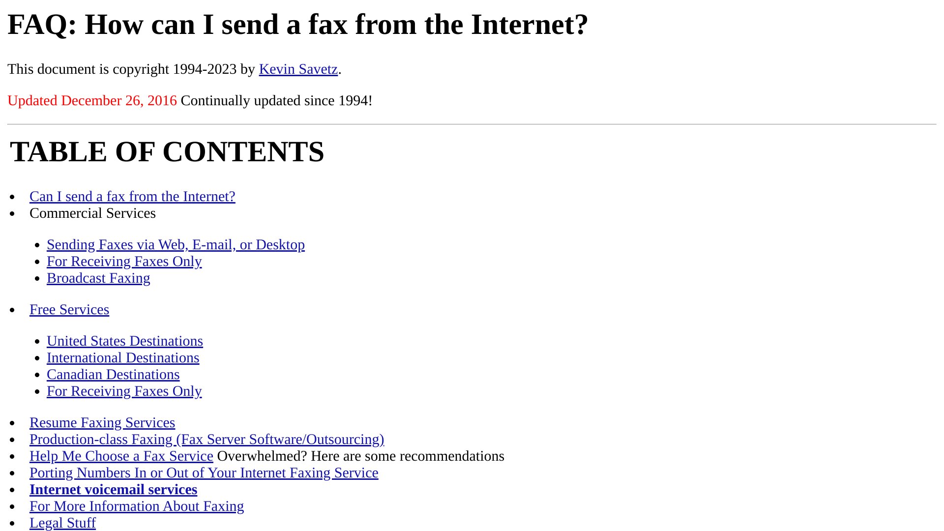 Internet fax FAQ
